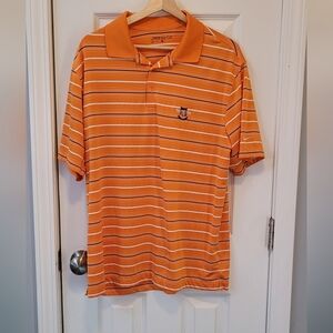 Nike men's short-sleeve Orange And White striped golf polo